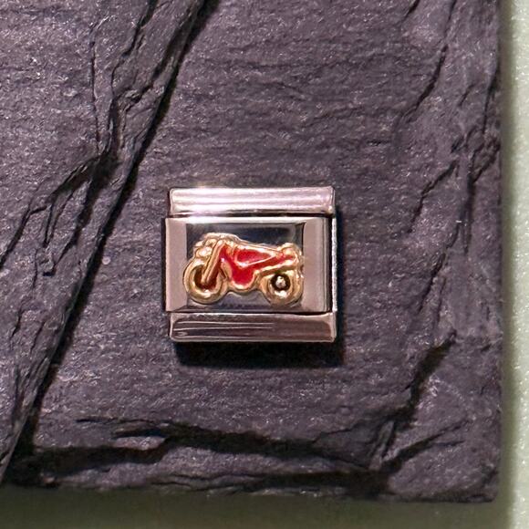Motorcycle Italian Charm Bracelet Link - Picture 1 of 1